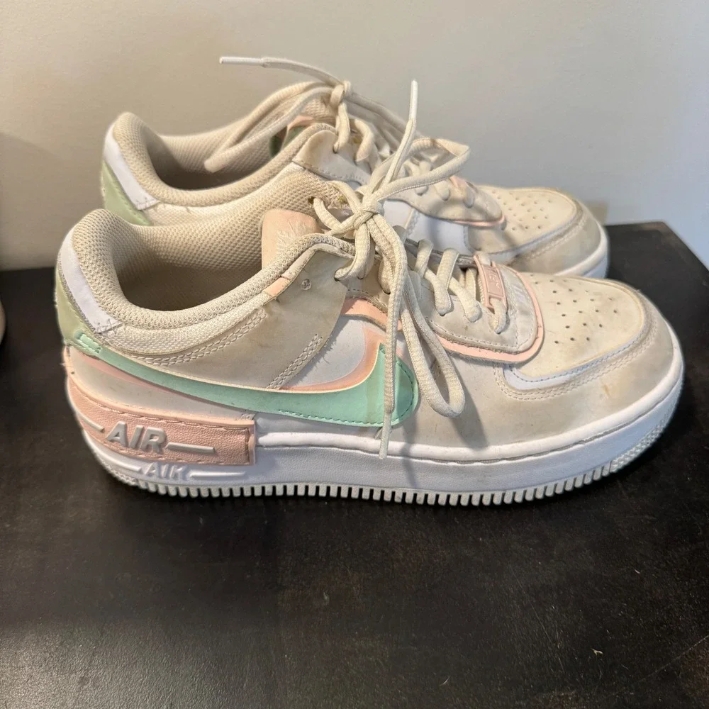 Nike Air Force 1 Shadow‎ Low Top Womens Shoes White Mint Pink Sz 7.5
